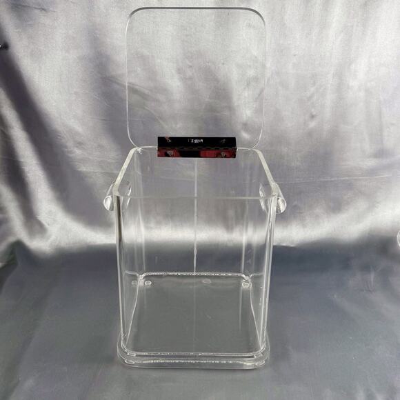 Vintage Wilardy Clear Lucite Ice Bucket Box Hinged Lid MCM Hollywood Regency 10” - Picture 9 of 13